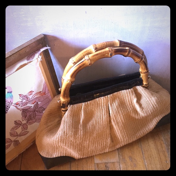 Ann Taylor LOFT Chic Bamboo & Leather Handbag - Picture 1 of 6